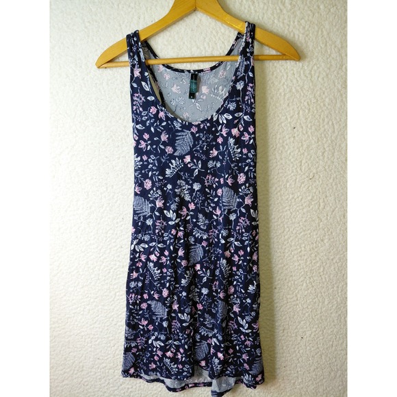 Laura Ashley Tops - Laura Ashley Navy Floral Racerback Tank Top Pink Fern Botanical Print Small
